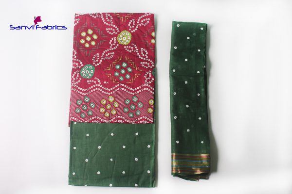 Buy Hand Pigment Bandhani Print Dress Materials Online