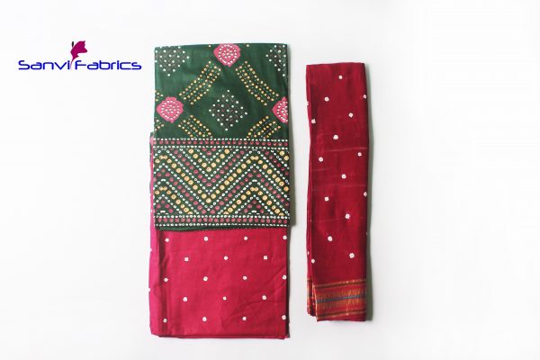 Buy Hand Pigment Bandhani Print Dress Materials Online-SANVI0008