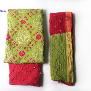 Buy Satin Hand Bandhej Dress Material Online-SANVI0012