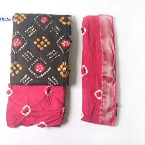 Satin Hand Bandhej Dress Material-SANVI0015
