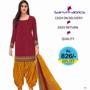 Sanvi Fabrics Readymade Dress - Red Top and Green Bottom - 1430A